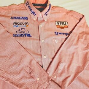 Wrangler Red and White Embroidered Men's Shirt